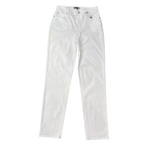 Eileen Fisher Organic Cotton White Denim High Rise Slim Stretch Jeans 2 NEW